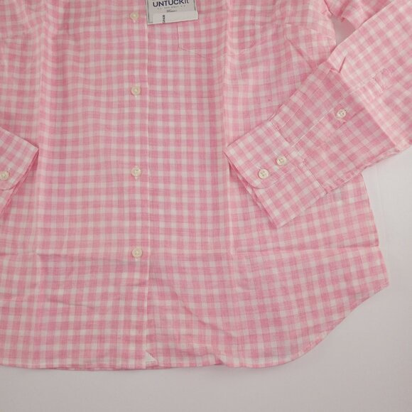UNTUCKit Calina Button Front Shirt Women's Size 6 Pink White Gingham Cotton - Picture 3 of 7